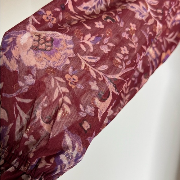 Fate Red Floral Ruffled Tiered Sundress with Bishop Sleeves - Picture 6 of 8